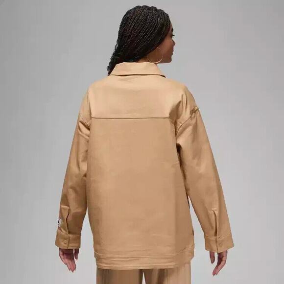Jordan Flight Womens Oversized Trucker Jacket Size S Desert Khaki DZ1377 254 NWT - Picture 2 of 5